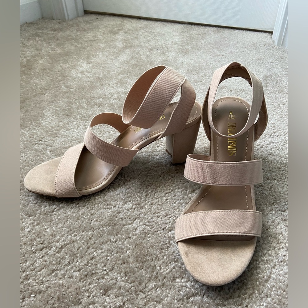 Neutral Blush Strappy Block Heel Sandals - Women
